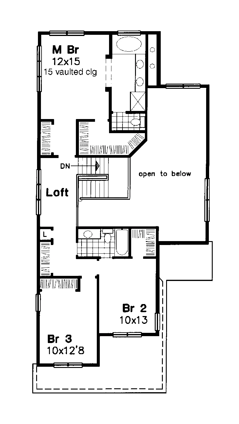 Traditional House Plan Second Floor - Cardareva Traditional Home 072D-0638 - Search House Plans and More
