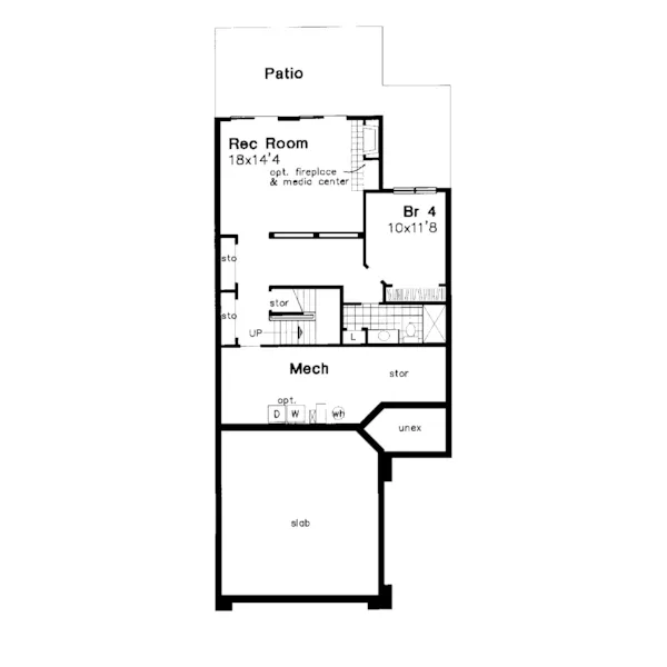 Traditional House Plan Lower Level Floor - Cardareva Traditional Home 072D-0638 - Search House Plans and More