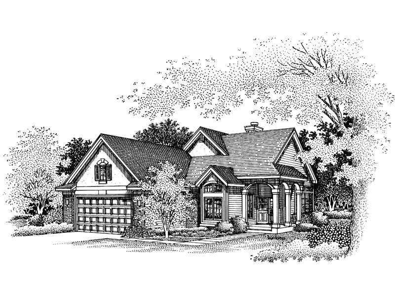 Traditional House Plan Front of Home - Doe Creek Southern Ranch Home 072D-0639 - Search House Plans and More