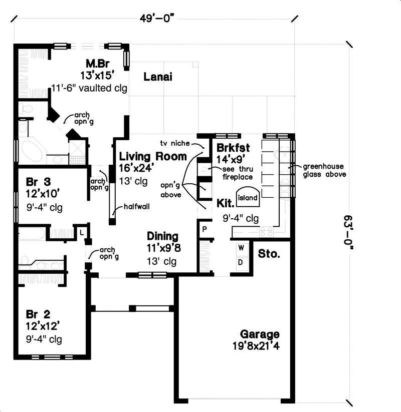 Spanish House Plan First Floor - Austen Sunbelt Home 072D-0644 - Search House Plans and More
