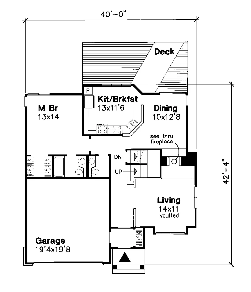 Modern House Plan First Floor - Cooper Creek Tudor Ranch Home 072D-0655 - Search House Plans and More