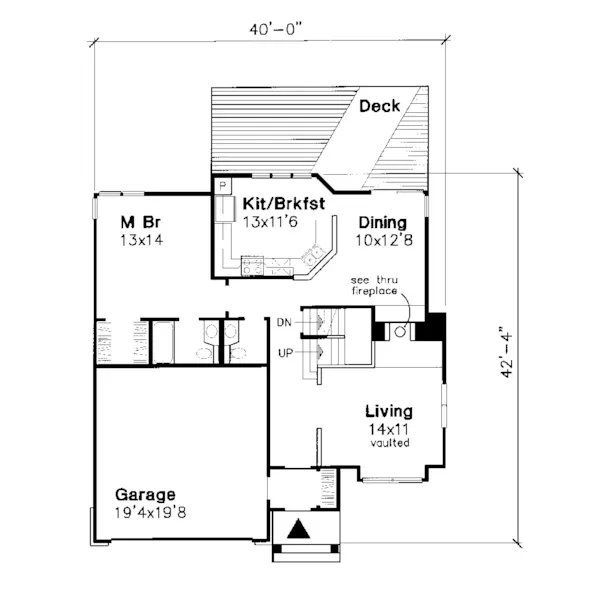 Country House Plan First Floor - Cooper Creek Tudor Ranch Home 072D-0655 - Search House Plans and More