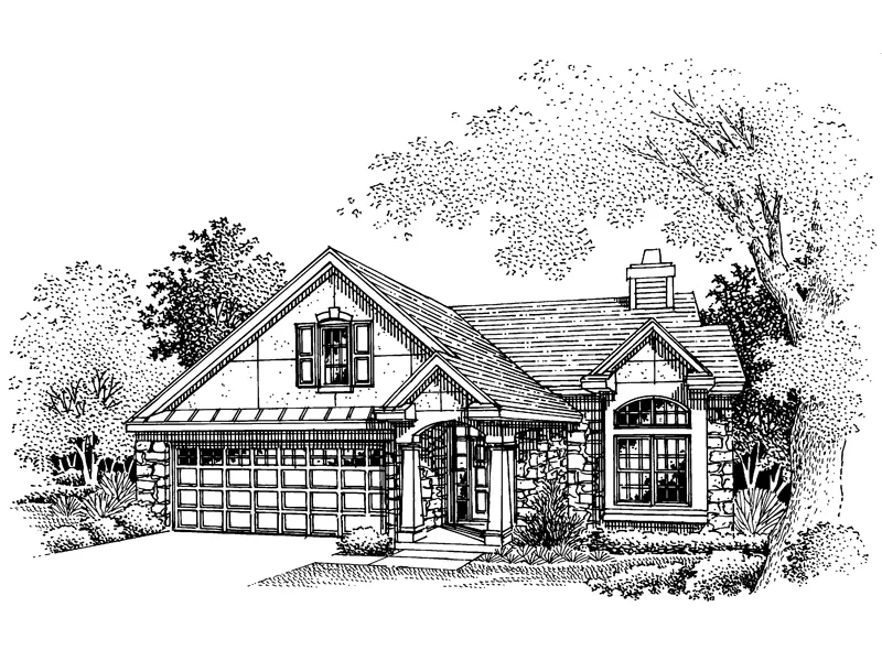 Modern House Plan Front of Home - Cooper Creek Tudor Ranch Home 072D-0655 - Search House Plans and More