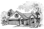 Craftsman House Plan Front of Home - Cooper Creek Tudor Ranch Home 072D-0655 - Search House Plans and More