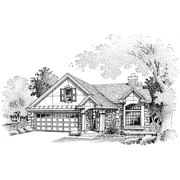 Country House Plan Front of Home - Cooper Creek Tudor Ranch Home 072D-0655 - Search House Plans and More