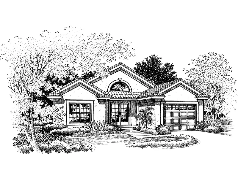 Sunbelt House Plan Front of Home - Sandy Bay Sunbelt Ranch Home 072D-0671 - Shop House Plans and More