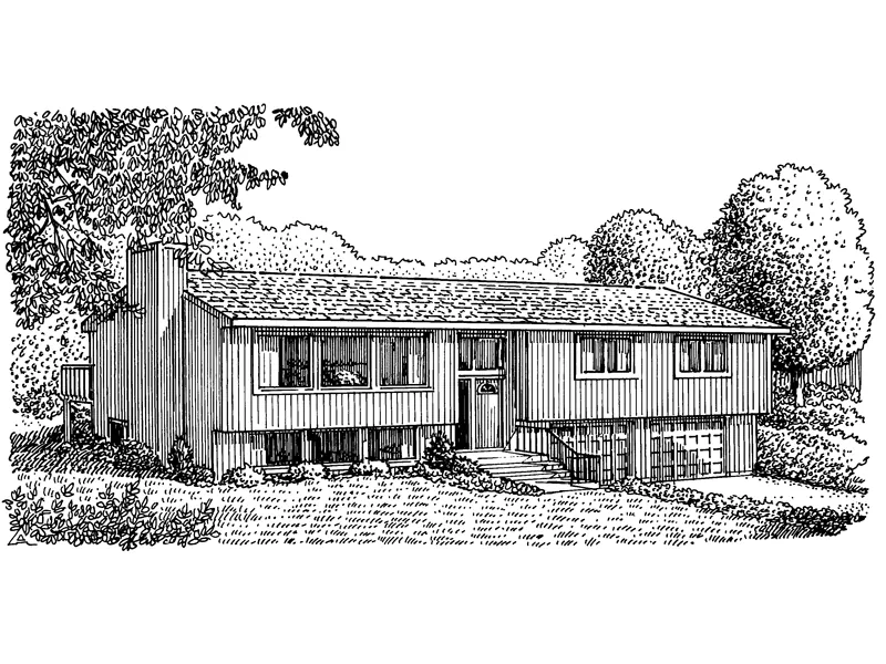 Rustic House Plan Front of Home - Field Pointe Split-Level Home 072D-0686 - Search House Plans and More
