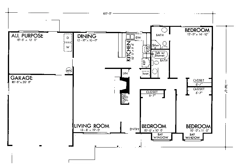 Contemporary House Plan First Floor - Friedheim Country Ranch Home 072D-0690 - Search House Plans and More