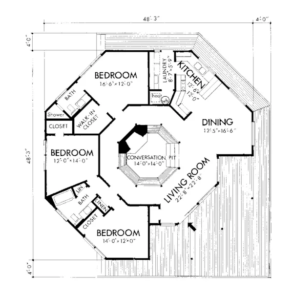 Contemporary House Plan First Floor - Howardville Waterfront Home 072D-0706 - Search House Plans and More