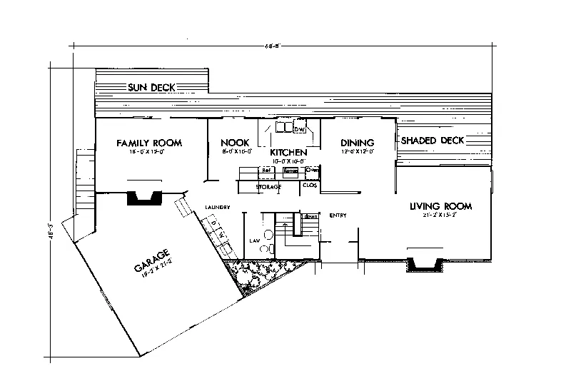 Mountain House Plan First Floor - Fox Manor Rustic Mountain Home 072D-0709 - Search House Plans and More