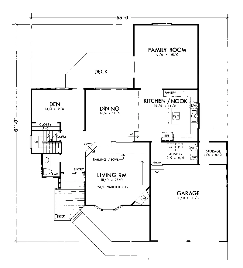 Traditional House Plan First Floor - Clark Hollow Country Home 072D-0718 - Search House Plans and More