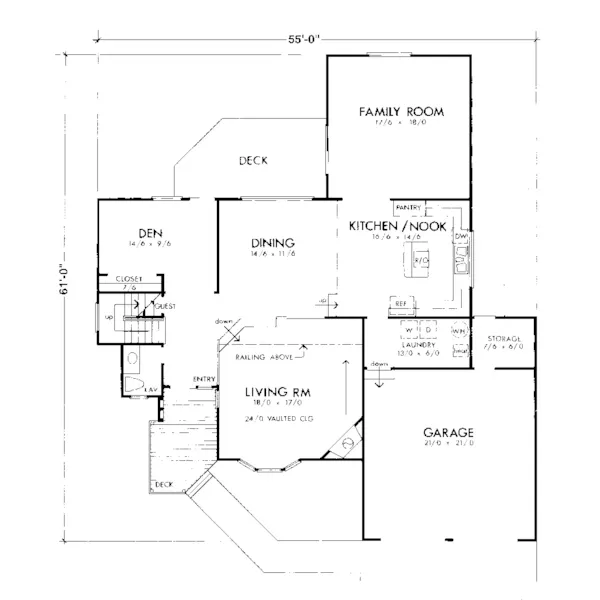 Traditional House Plan First Floor - Clark Hollow Country Home 072D-0718 - Search House Plans and More