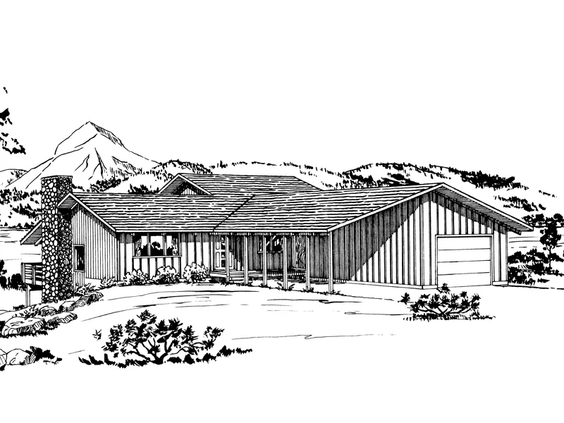Southern House Plan Front of Home - Pueblo Canyon Mountain Retreat 072D-0720 - Shop House Plans and More