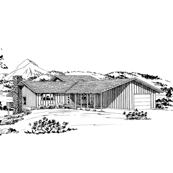 Mountain House Plan Front of Home - Pueblo Canyon Mountain Retreat 072D-0720 - Shop House Plans and More