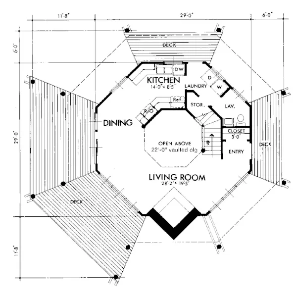 Rustic House Plan First Floor - Carlingford Vacation Home 072D-0721 - Search House Plans and More