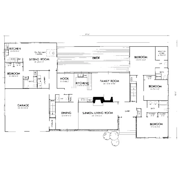 Ranch House Plan First Floor - Dodge Hollow Ranch Home 072D-0722 - Search House Plans and More