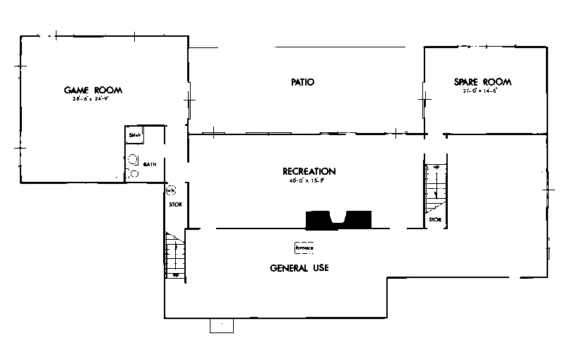 Southern House Plan Lower Level Floor - Dodge Hollow Ranch Home 072D-0722 - Search House Plans and More