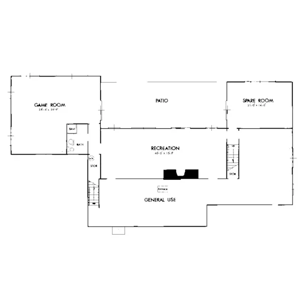 Ranch House Plan Lower Level Floor - Dodge Hollow Ranch Home 072D-0722 - Search House Plans and More