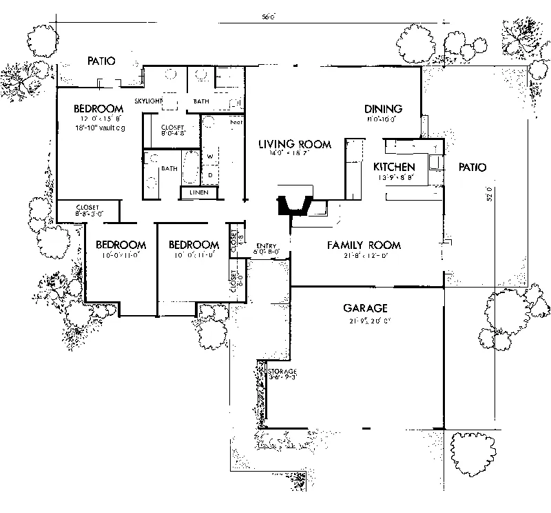 Country House Plan First Floor - Carlow Ranch Home 072D-0729 - Search House Plans and More