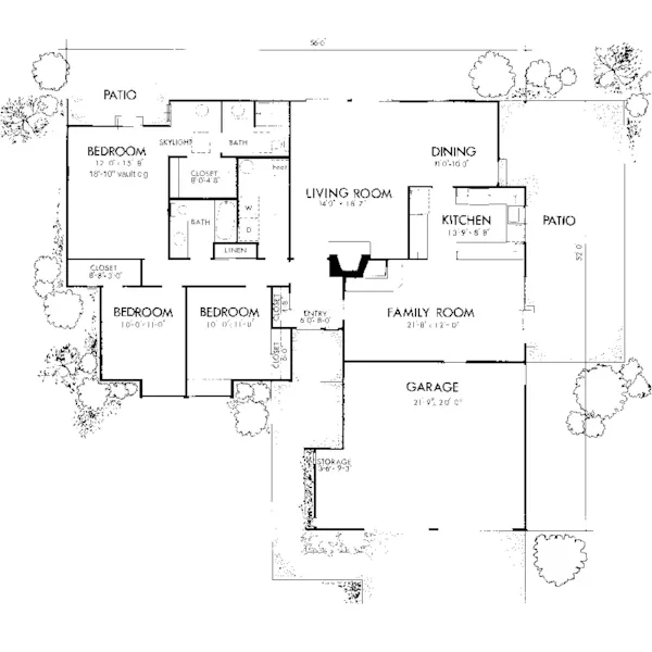 Country House Plan First Floor - Carlow Ranch Home 072D-0729 - Search House Plans and More