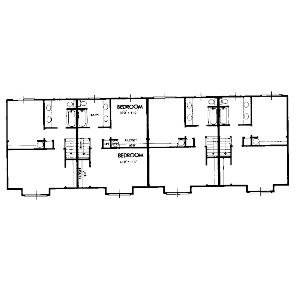 Southern House Plan Second Floor - Concordia Two-Story Fourplex 072D-0734 - Search House Plans and More