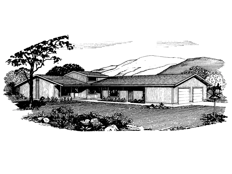 Ranch House Plan Front of Home - Mohegan Rustic Contemporary Home 072D-0735 - Shop House Plans and More