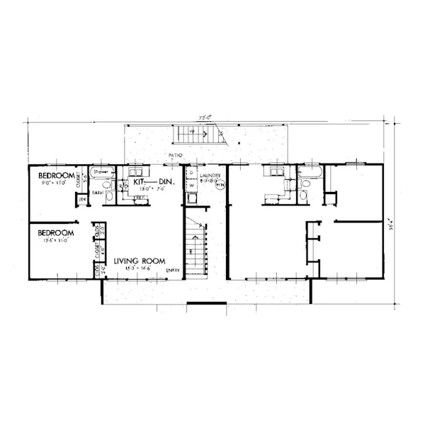 Colonial House Plan First Floor - Caldwell Spring Fourplex 072D-0736 - Search House Plans and More