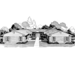 Ranch House Plan Front of Home - Williston Park Ranch Fourplex 072D-0739 - Shop House Plans and More