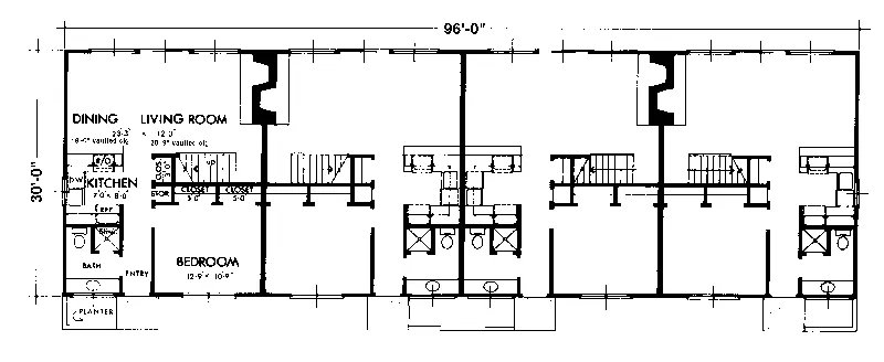Modern House Plan First Floor - Kettering Place Fourplex 072D-0742 - Search House Plans and More