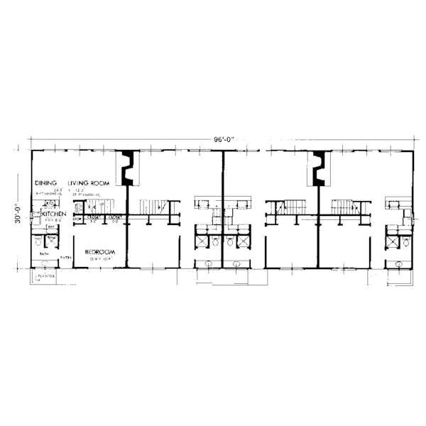 Modern House Plan First Floor - Kettering Place Fourplex 072D-0742 - Search House Plans and More