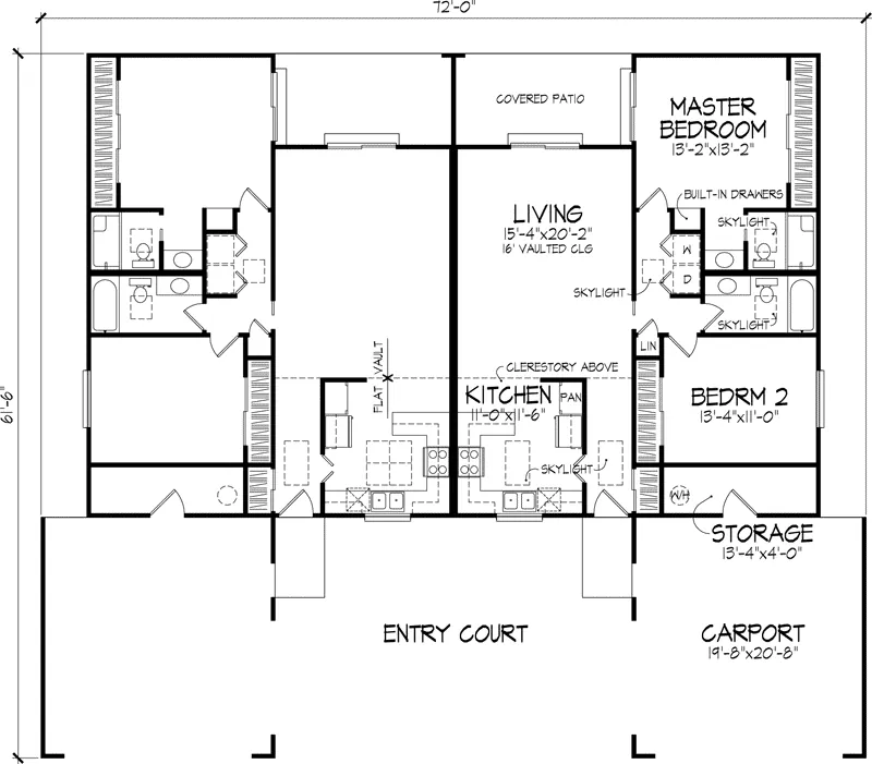 Modern House Plan First Floor - Fox Spring Adobe Style Duplex 072D-0743 - Search House Plans and More
