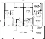 Florida House Plan First Floor - Fox Spring Adobe Style Duplex 072D-0743 - Search House Plans and More