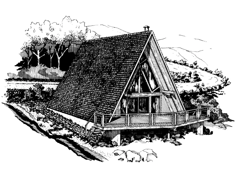 A-Frame House Plan Front of Home - Pinecrest Point A-Frame Home 072D-0746 - Shop House Plans and More