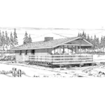 Lake House Plan Front of Home - Loggers Trail A-Frame Home 072D-0747 - Shop House Plans and More