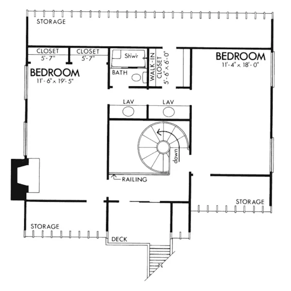 Modern House Plan Second Floor - Pleasant Valley Rustic Home 072D-0761 - Shop House Plans and More