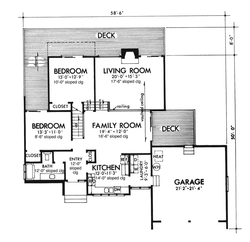 Contemporary House Plan First Floor - Regal Pine Rustic Mountain Home 072D-0763 - Shop House Plans and More