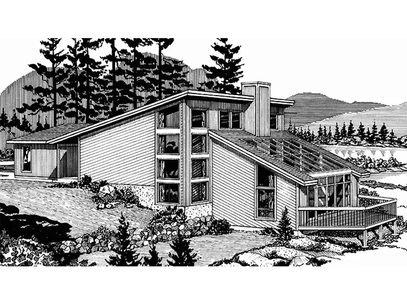 Southern House Plan Rear Photo 01 - Templeton Contemporary Lake Home 072D-0770 - Shop House Plans and More