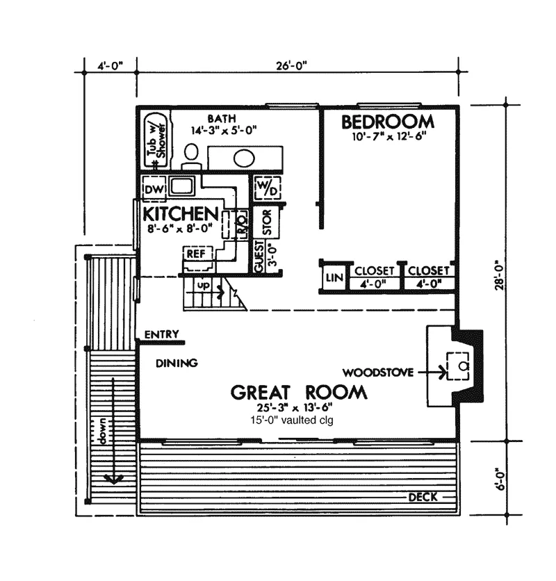 Mountain House Plan First Floor - Woodland Falls Lake Home 072D-0773 - Shop House Plans and More