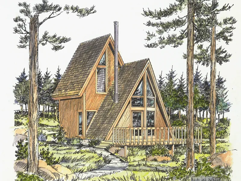 Southern House Plan Front of Home - Nordenham A-Frame Home 072D-0775 - Shop House Plans and More