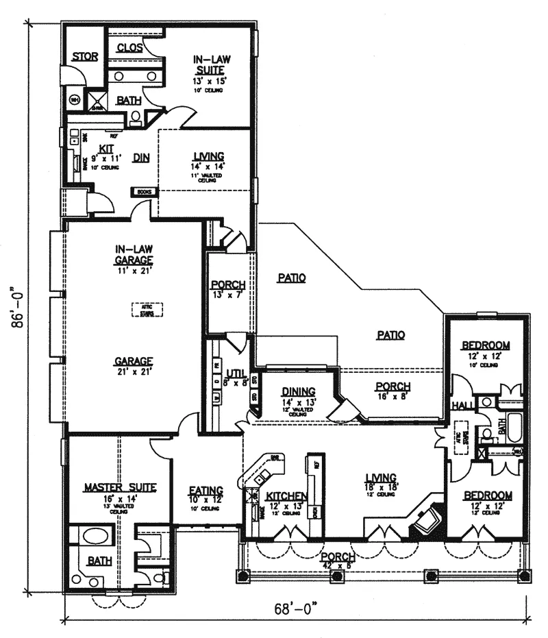 Traditional House Plan First Floor - Farmside Southern Home 072D-0777 - Search House Plans and More