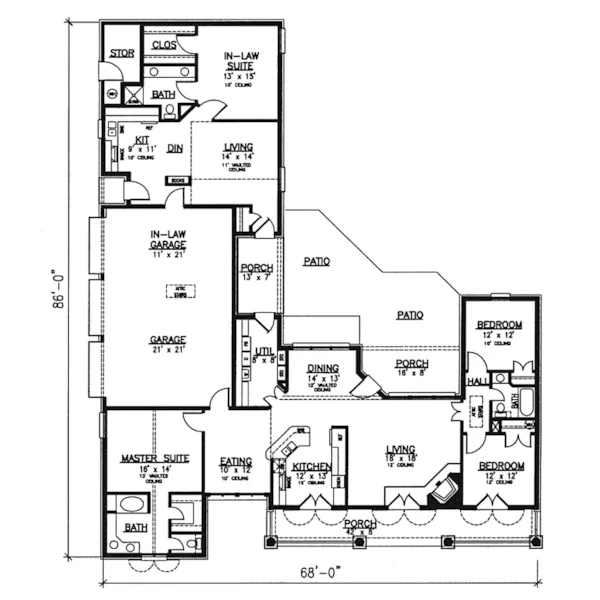 Southern Plantation House Plan First Floor - Farmside Southern Home 072D-0777 - Search House Plans and More