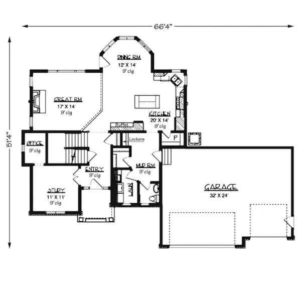 Craftsman House Plan First Floor - Quail Creek Craftsman Home 072D-0788 - Shop House Plans and More