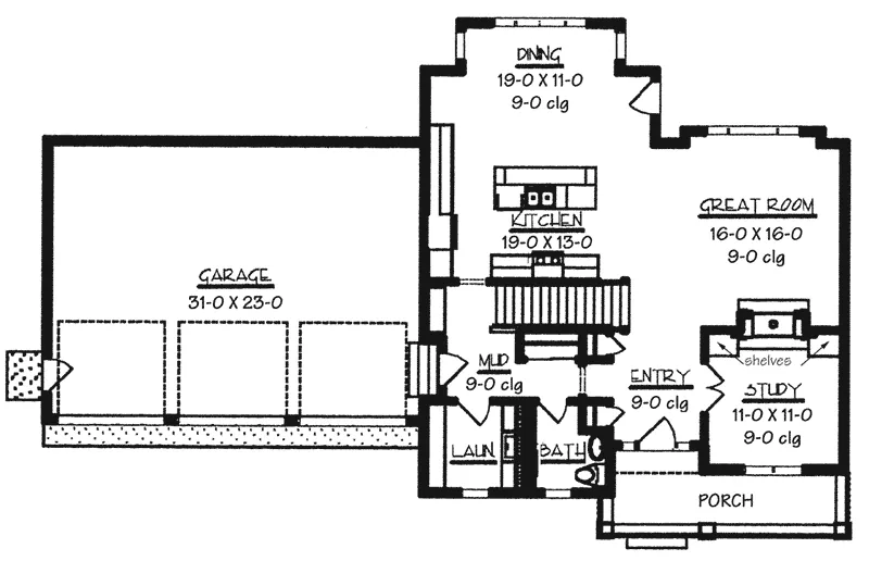 Southern House Plan First Floor - Teresa Craftsman Home 072D-0791 - Shop House Plans and More