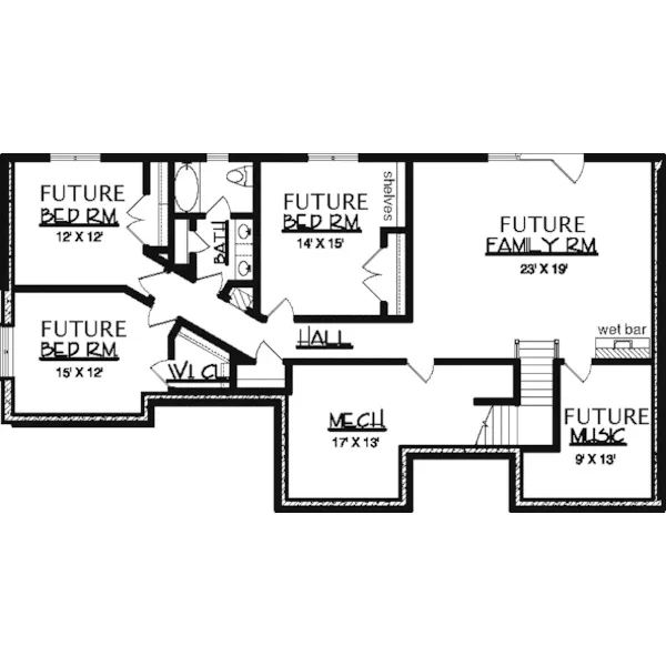 Craftsman House Plan Lower Level Floor - Marvel Craftsman Home 072D-0794 - Shop House Plans and More