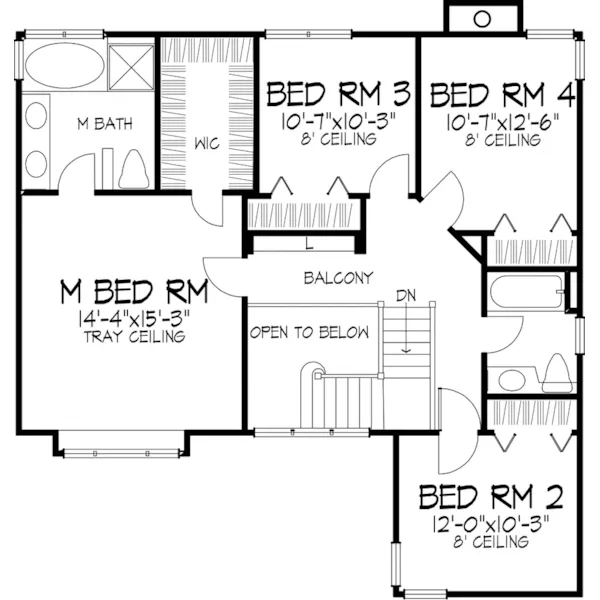 Southern House Plan Second Floor - Duncan Spring Traditional Home 072D-0812 - Search House Plans and More