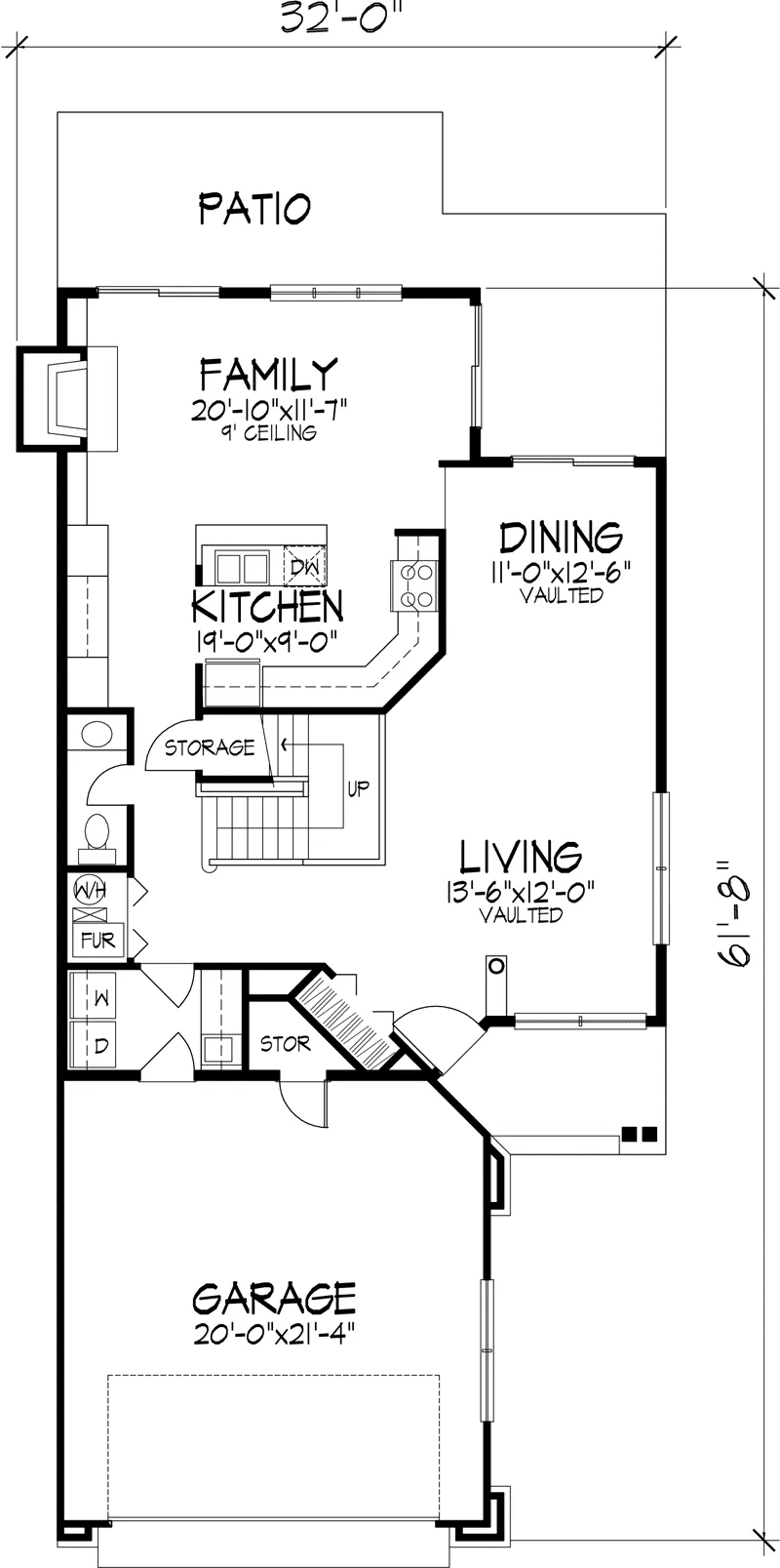 Traditional House Plan First Floor - Dockery Narrow Lot Home 072D-0813 - Search House Plans and More