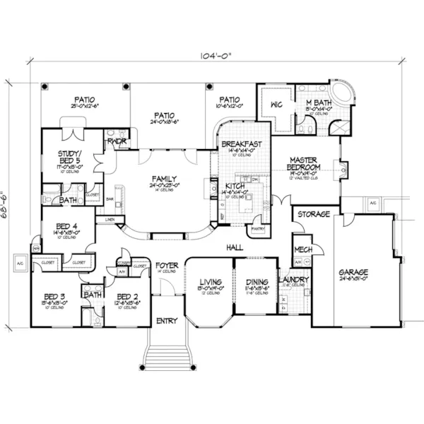 Sunbelt House Plan First Floor - Davisdale Sunbelt Home 072D-0818 - Search House Plans and More