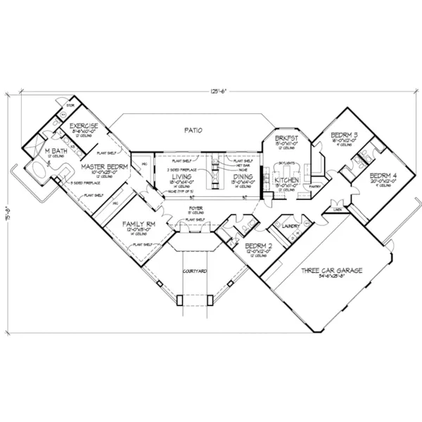 Modern House Plan First Floor - Fordington Luxury Adobe Home 072D-0820 - Search House Plans and More