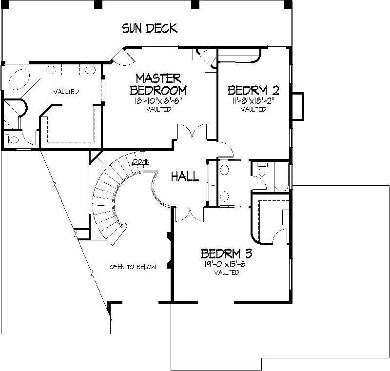 Sunbelt House Plan Second Floor - La Jara Sunbelt Home 072D-0821 - Shop House Plans and More