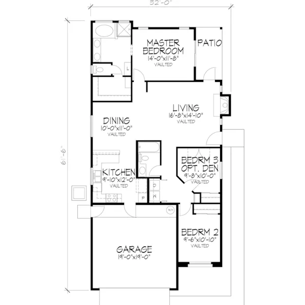 Sunbelt House Plan First Floor - Wittenberg Narrow Lot Home 072D-0823 - Shop House Plans and More